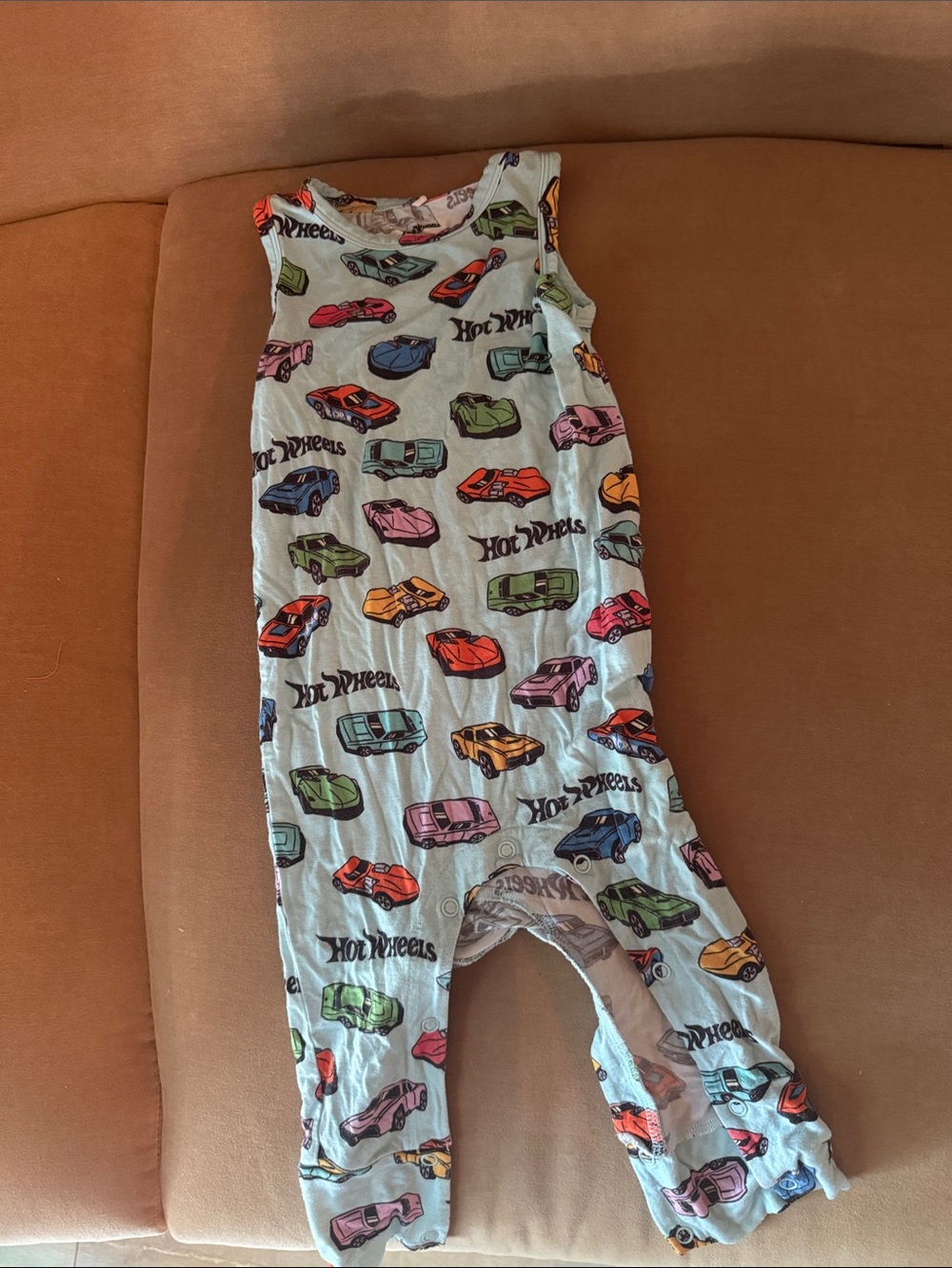 Hot Wheels x Posh Peanuts Limited Edition Baby Romper in Light Blue